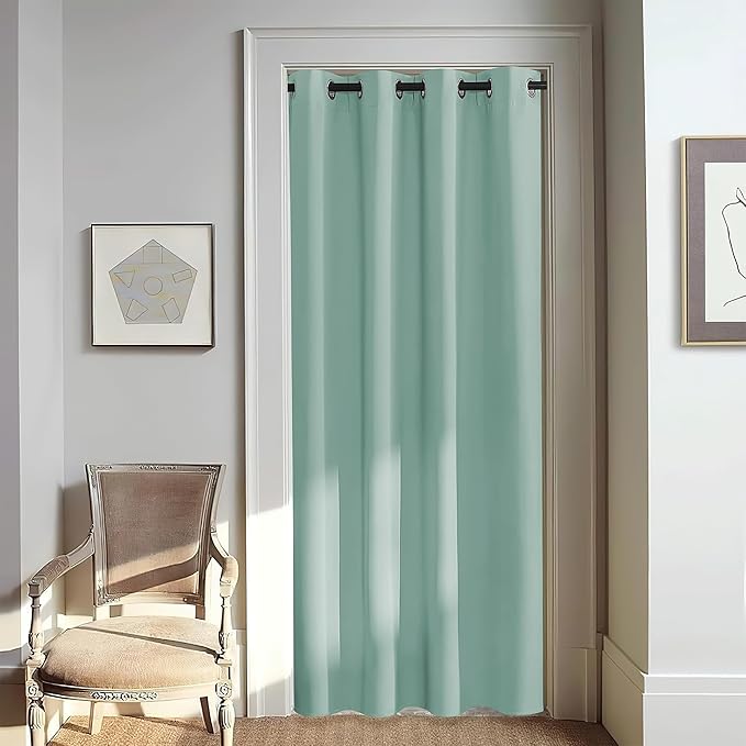 NICETOWN Door Curtain for Closet Doors 80 Inches Long 1 Panel, Blackout Doorway Curtain for Open Closet Bedroom, Room Divider Living Room for Privacy (Aqua Blue, 1 Panel, 46W x 80L) by NICETOWN