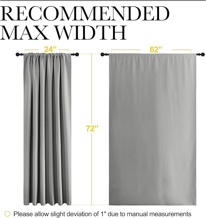 NICETOWN 2 Panels Blackout Curtains, Rod Pocket Window Curtains Room Darkning Drapes for Bedroom/Living Room, Thermal Insulated Solid Draperies for Home Office/Study, 62 by 72-Inch, Silver Grey - Image 6