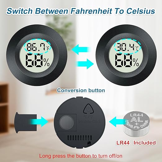 2 Pack Mini Digital Hygrometer Gauge Indoor Thermometer, LCD Monitor Temperature Outdoor Humidity Meter for Greenhouse Jars Incubators Guitar Case, Fahrenheit (℉) or Celsius(℃) - Image 5