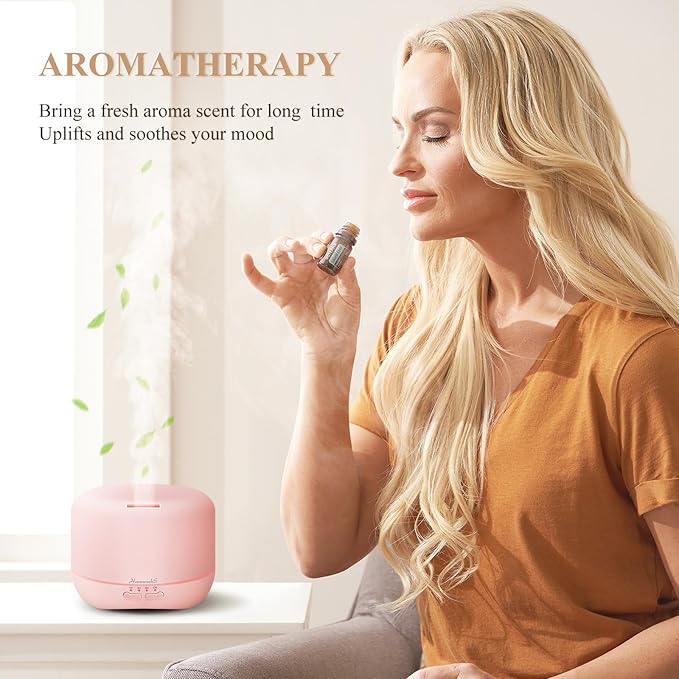 Aromatherapy Essential Oil Diffuser for Room: 500ml Colorful Aroma Air Humidifier with Adjustable Cool Mist Mode, Waterless Auto Off Ultrasonic Diffusers for Large Room Home Office(Pink) - Image 3