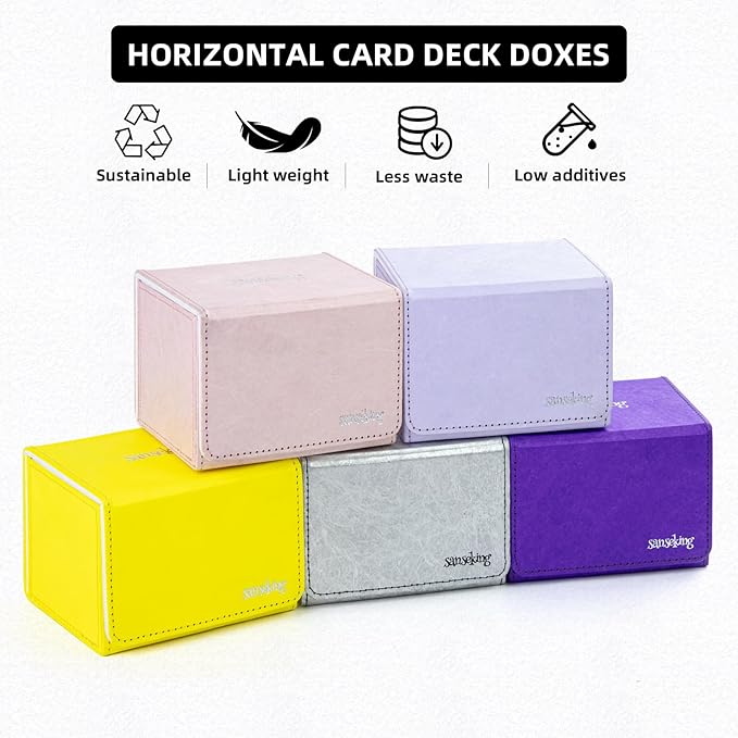 Magic Card Deck Box for MTG Single Deck Card Box fits 100+ TCG Sleeved Cards Tyvek® Paper Card Box Top Loading Card Boxes Magic Gift for MTG TCG CCG (Horizontal,Silver) - Image 6