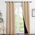 NICETOWN Living Room Completely Shaded Draperies, Privacy Protection & Noise Reducing Black Lined Insulated Window Treatment Curtain Panels for Patio Door (Set of 2 Pcs, W37 x L84, Biscotti Beige) by NICETOWN