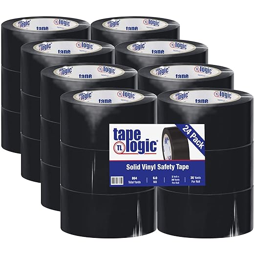 Aviditi Tape Logic Multipurpose Solid Vinyl Safety Tape, (Bulk Pack of 24) 2 Inch x 36 Yards, Black, Heavy-Duty 6 Mil Thick - Moisture/Grease Resistant, Floor Marking and Social Distancing by Aviditi