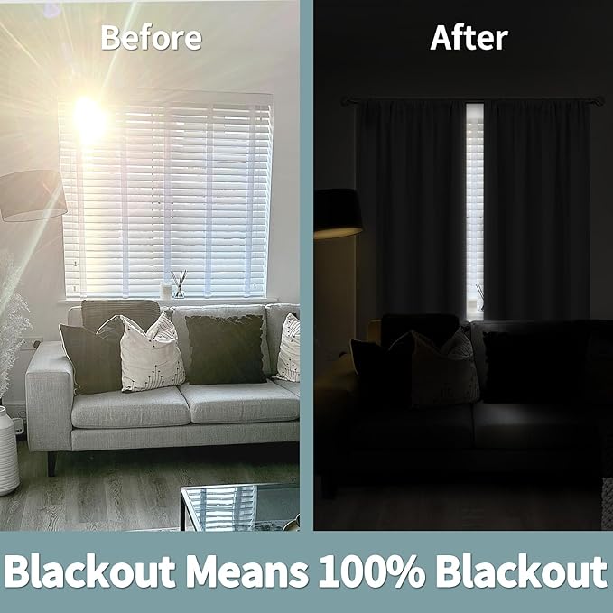 BGment 100% Blackout Curtains for Bedroom 54 Inch Length 2 Panels, Thermal Insulated Room Darkening Curtains Rod Pocket Soundproof Bedroom Living Room Window Curtains, Dove Grey, Each 42 Inch Wide - Image 3