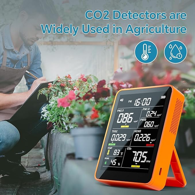 Air Quality Monitor Indoor,13-in-1 Smart Air Quality Tester with PM 2.5, CO2, TVOC, HCHO, PM1, AQI, PM10, Temperature & Humidity, Real Time Display, Battery Powered, for Home & Office (Persimmon) - Image 5