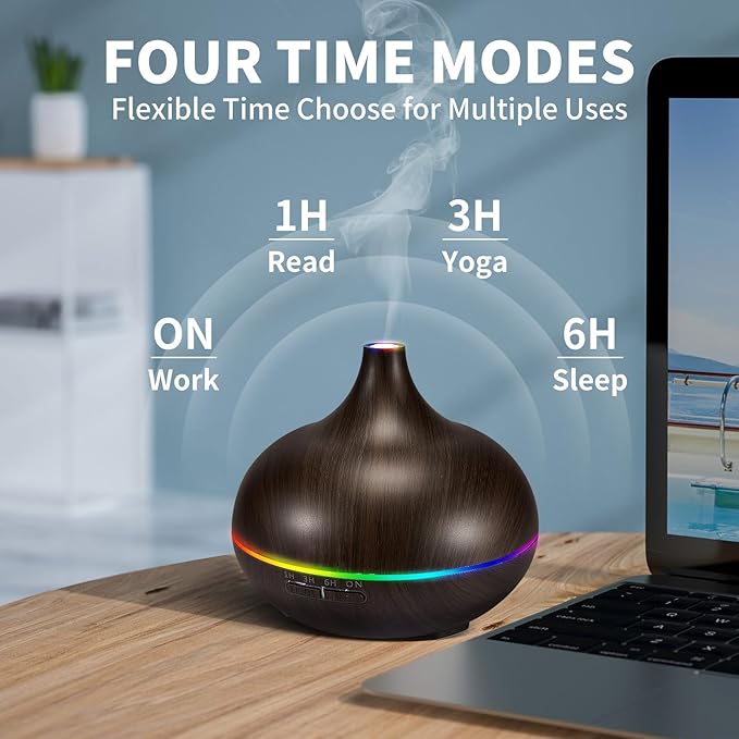 Aromatherapy Essential Oil Diffuser Set - 550ML Ultrasonic Humidifier for Large Rooms - Vaporizer and Aroma Diffuser for Home Bedroom - Image 5