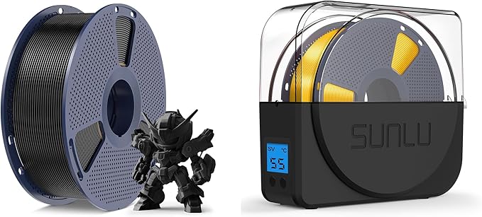 SUNLU PLA Meta 3D Printer Filament and SUNLU Filament Dryer Box for 3D Printer Filament, Keep Filament Dry During 3D Printing, Filament Holder, Storage Box, Black by SUNLU