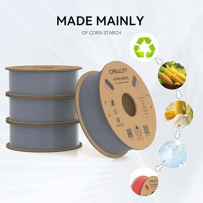Creality Hyper PLA Filament 1.75mm, 30-600mm/s High Speed 3D Printer Filament, Dimensional Accuracy +/-0.02mm, Fit Most FDM 3D Printers, 4 Pack 1kg Spool(2.2lbs), Grey - Image 3
