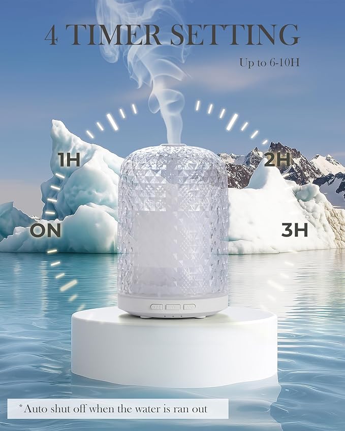 Essential Oil Diffuser – 2.4MHz Ultrasonic Aromatherapy Diffuser, Health Night Light, Timer & Auto Shut-Off, BPA-Free, 120ml Glass Oil Diffuser for Home, Office, Spa, Yoga - Image 4