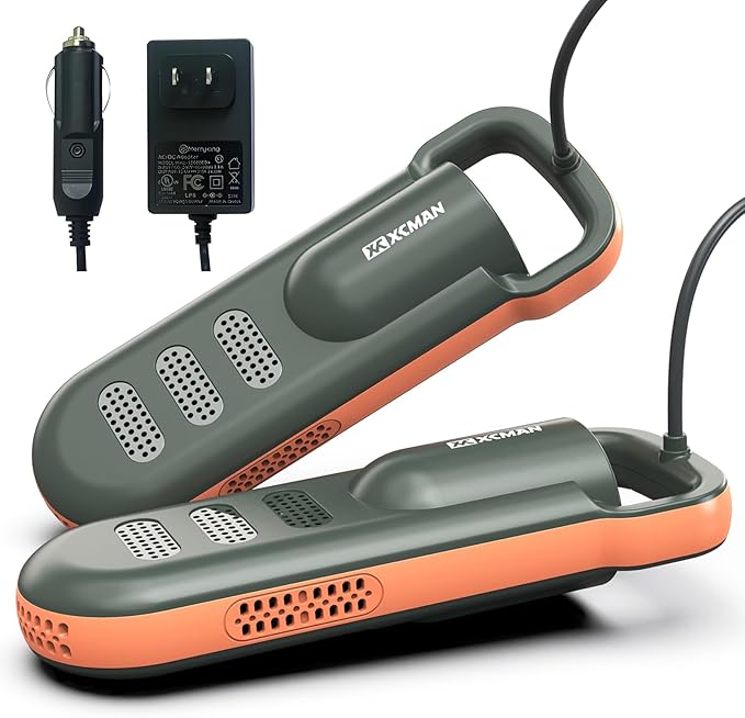 XCMAN Portable Shoe Dryers and Boot Dryer，Boot dryer for winter Boots, Work Boots, Rain Boots, Tennis Shoes, Ski Boot Liners,With integrated fan and heater-Ultra Silent | 12V DC/AC Converter| US Plug by XCMAN