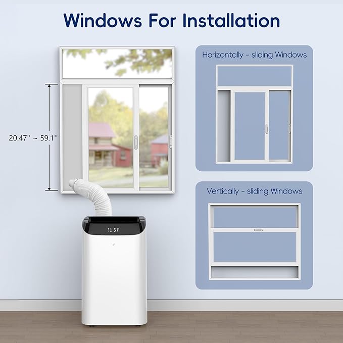 14000 BTU Portable Air Conditioners,Cooling,Fan,Dehumidification,Sleep Mode for Large Rooms up to 700 Sq.Ft,AC Unit with Remote Control,24H Timer,Installation Kits Included - Image 8