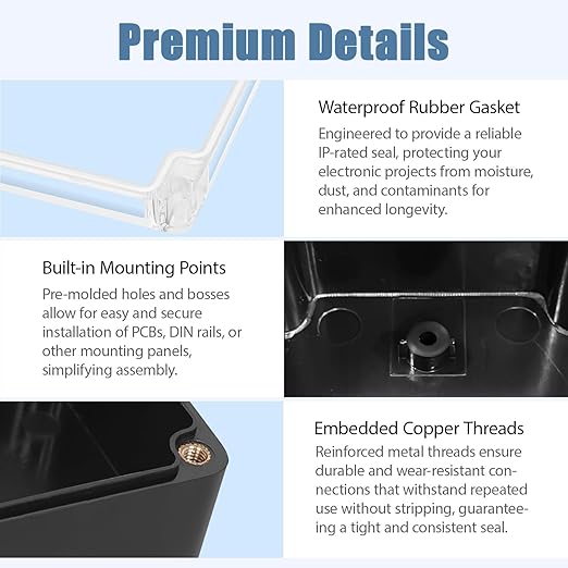 LeMotech Junction Box with Clear Cover IP65 Waterproof Project Box Dustproof ABS Plastic Electrical Project Boxes Universal Enclosure, Black 4.5"x 3.5"x 2.1"(115x90x55mm)(Pack of 2) - Image 5