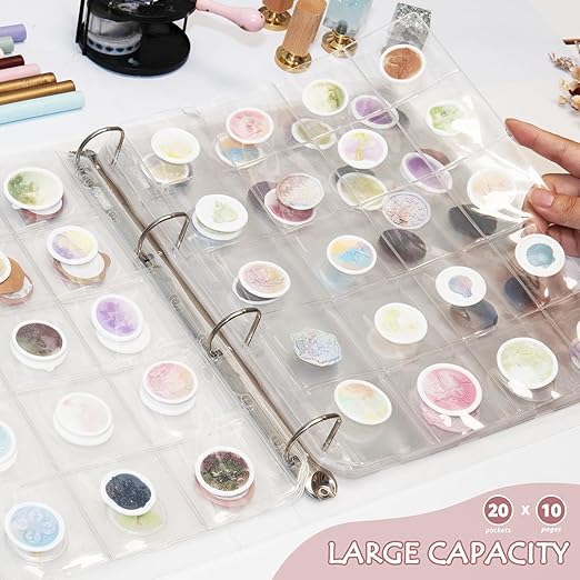 Nuvretk Wax Seal Storage Binder – Holds 200 Wax Seals, Stamps, Coins, or Cards with 10 PVC Pocket Sheets, 4-Ring Album for Crafts and Collectors - Image 6