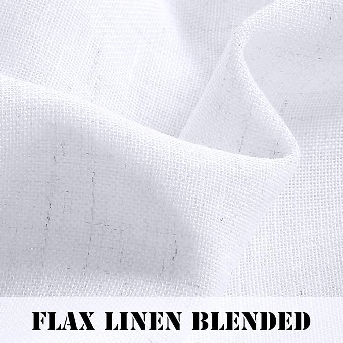 H.VERSAILTEX Linen Curtains Elegant Natural Linen Blended Curtains Energy Efficient Light Filtering/Rod Pocket Window Treatments Panels/Drapes for Livingroom (Set of 2, White, 52 inch W X 63 inch L) - Image 3