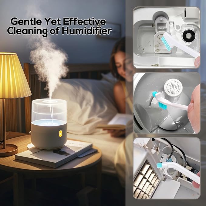 XANGNIER 11 Pcs Humidifier Cleaner Brush Set – Small Detail Cleaning Brushes for Crevices, Gaps, Corners, Keyboard, Bottle, Tiles, and Tight Spaces – Household & Travel Cleaning Tools - Image 5