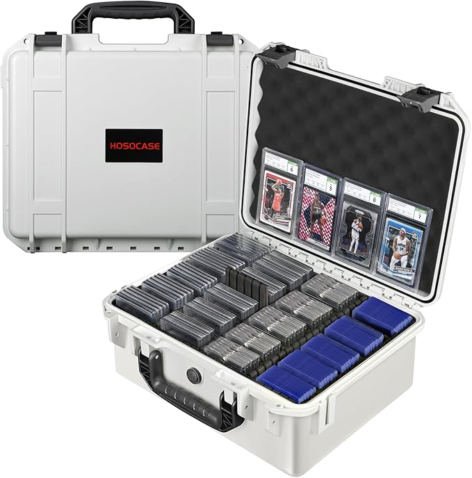 Card Storage Case for Graded Cards - Holds 800+ PSA BGS SGC Slabs with 12 Dividers, Sports Trading Card Organizer Box for Baseball, Football, MTG, Decks, Boosters, Magic, and Collector Display (White) by HOSOCASE