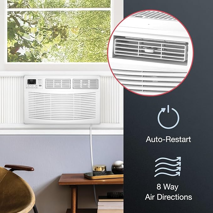 Amana 8,000 BTU Window Air Conditioner with Dehumidifier, 115V, Window AC for Rooms up to 350 Sq. Ft., Bedrooms, Bathrooms, and Nurseries with Remote Control, Digital Display, Timer, 3 Cooling Speeds - Image 10