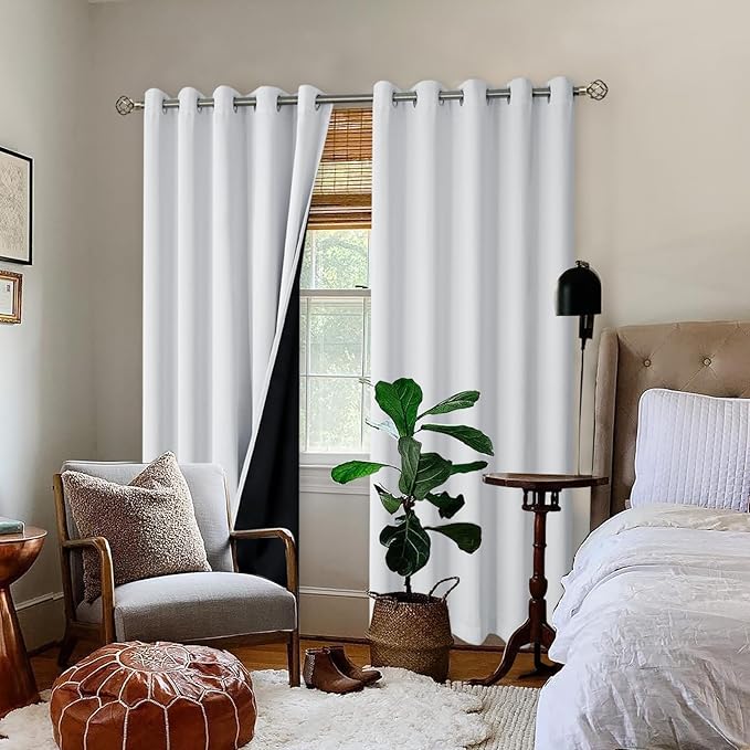 BGment Greyish White 100% Blackout Curtains for Living Room 84 Inch Length 2 Panels, Thermal Insulated Full Light Blocking Energy Save Window Drapes for Nursery Bedroom Darkening, 60 Inch Wide Each - Image 2