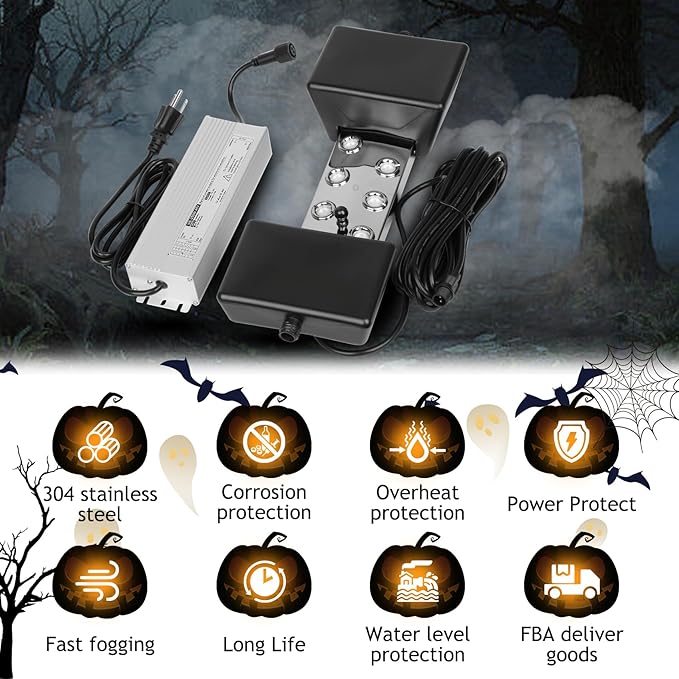 Ultrasonic Mist Maker Fogger 6 Head(5000ml/H),110V 350W Power Water Proof Ultrasonic Mister,Ultrasonic Fogger Humidifier with Float,for Vegetable Preservation,Landscape,Halloween Atmosphere - Image 4