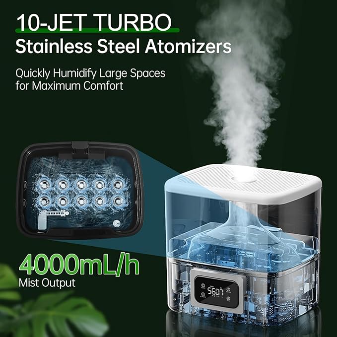 YOKEKON Humidifier Large Room 30L/7.93Gal, 5000 sq.ft Commercial Whole House Humidifier, Top-Fill Humidifiers for home with Extension Tube, Ideal for Plants, Office, Warehouse & Greenhouse - Image 3