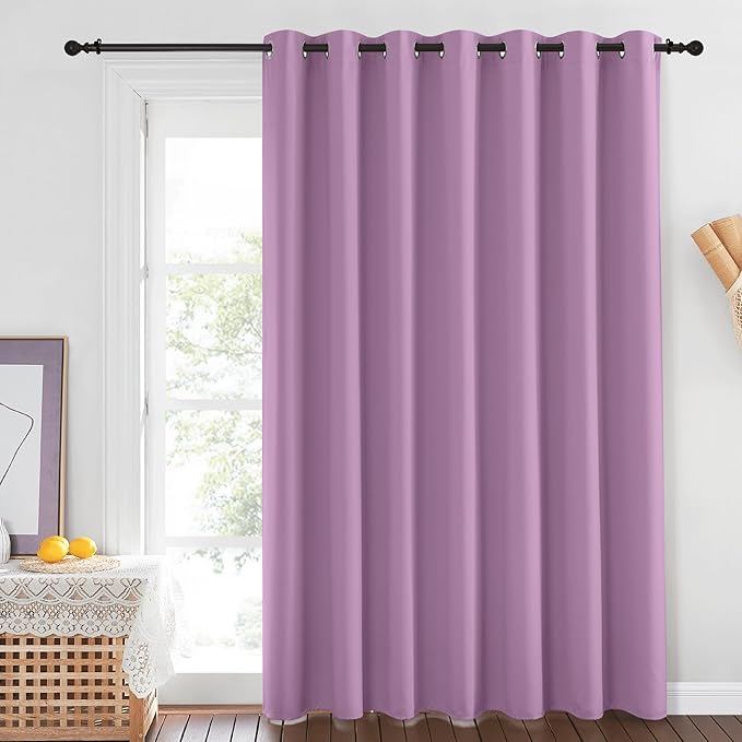 NICETOWN Room Darkening Patio Sliding Door Curtains 84 inch Length, Grommet Divider Thermal Insulated Curtain Drapes for French Door/Living Room (Lilac, W100 x L84, 1 Panel) - Image 2