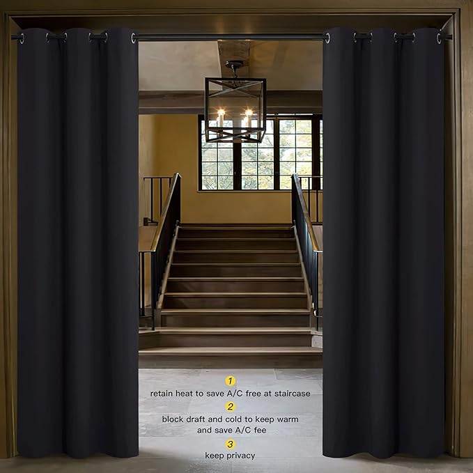 NICETOWN Halloween Door Divider Curtain for Doorway, Bedroom Closet Door Cover, Privacy Drape for Garage Window Bathroom Door Dressing Changing Fitting Decor (1 Piece, 8ft Tall x 5ft Wide, Black) - Image 2