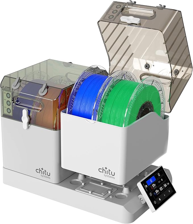 Chitu Systems E1 Filament Dryer 4 Spools, Auto-Humidity Hold, Independent Control with 2 Removable Chambers for Nylon, ABS, TPU, PETG, PLA 3D Printer Filament Drying, Compatible with AMS Lite by chitusystems