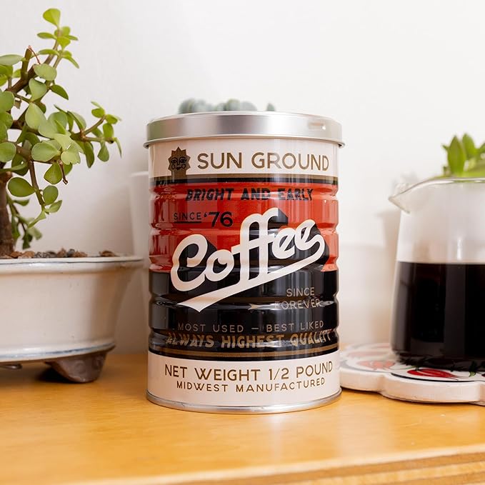 Retro Tin Can, Studio MPLS Designs, Collectable, Peel & Stick Valved End with Metal Lid, 8-12oz (4.0625 x 5.5 in) (Sun Ground Design) - Image 6