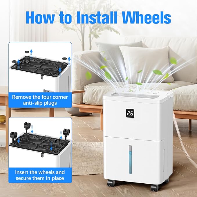 DEVERSE Max 25 Pints Dehumidifier for Home/Bedroom/Basement, 3000 Sq.Ft Coverage, with Drain Hose, Smart Humidity Control & Large Tank - Image 3