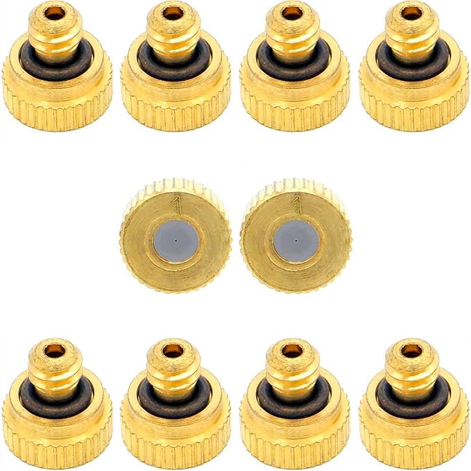 10Pcs Brass Misting Nozzle - 0.004" Orifice (0.1mm) Dia 10/24 UNC Replacement Heads for Outdoor Cooling System (0.1mm) by ZXUEZHENG