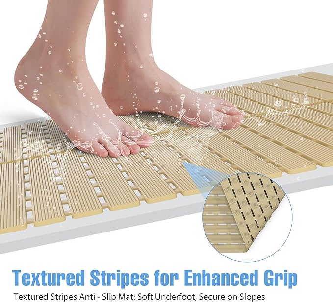 ​Shower Mat Non-Slip Bath Mat for Tub and Shower Stall,200+ Suction Cups with Drain Holes, Quick Dry Machine Washable, Extra Grip for Stand Up Showers, Bathroom Essentials 24x24 Inch (Brown) - Image 4