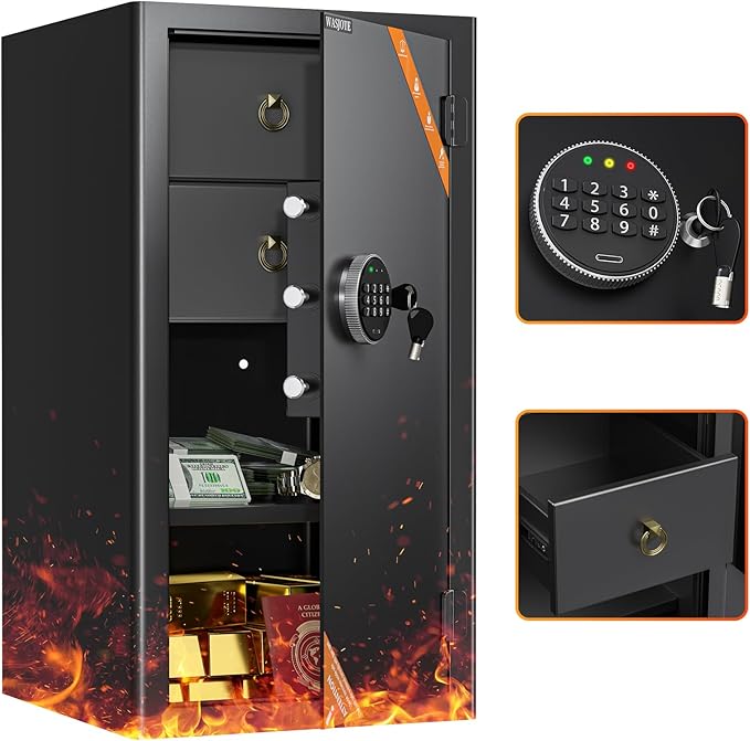 WASJOYE Large Cabinet Safe Box - 4 Cubic Feet Home Fireproof Safes with Digital Keypad Safety Key Lock Type-C Port Alarm System, Heavy Duty Safe Box for Home Office Hotel Document Jewelry Storage by WASJOYEUS