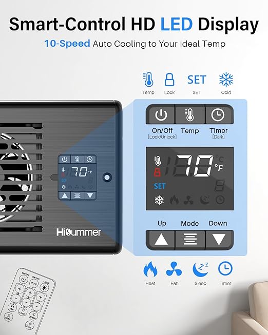 Hisummer Window Register Booster Fan Fit 4" x 10" Air Vent Duct Openings, Quiet AC Vent Fan Booster with 10 Speeds Remote Control & Thermostat Household Ventilation Fans for Room Cooling (Upgrade) - Image 9