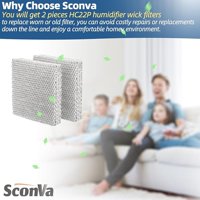HC22P Humidifier Filter Pad Replacement Filter Wicks Compatible with Honeywell HE100, HE150, HE220, HE225 HE240 & Aprilaire 110 220 550 (Pack of 2) - Image 7