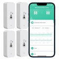Tuya Smart Wireless Battery Powered Humidity and Temperature Sensor, Free Data Storage Export, Long-Lasting for Home/Basement/Baby Room, Alexa Compatible, Real-Time Alerts via App (4 Pack) by PHOVOLT