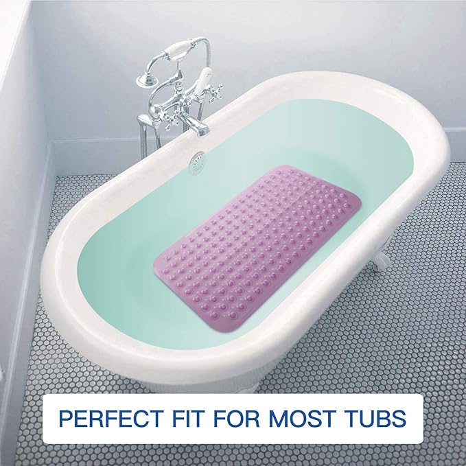 YINENN Bath Tub Shower Stall Mats 31x15.5 Inch Non-Slip and Latex Free, Bathtub Mat with Suction Cups, Machine Washable Bathroom Mats with Drain Holes(Purple) - Image 7