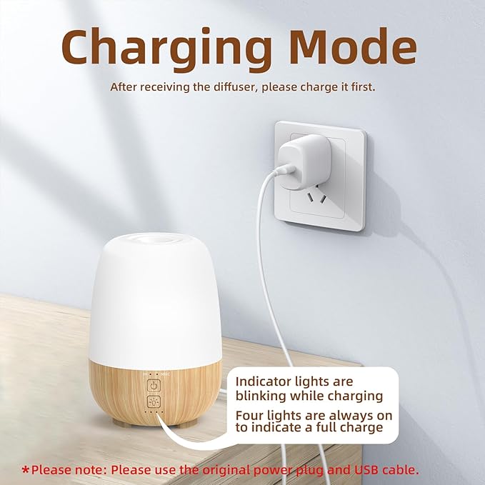 150ML Cordless Essential Oil Diffuser, Built-in 6000mAH Rechargeable Battery, 7-Hour Runtime, 7 LED Color Changing Lights, Portable Aromatherapy Diffuser for Home,Office,Outdoor - Image 3