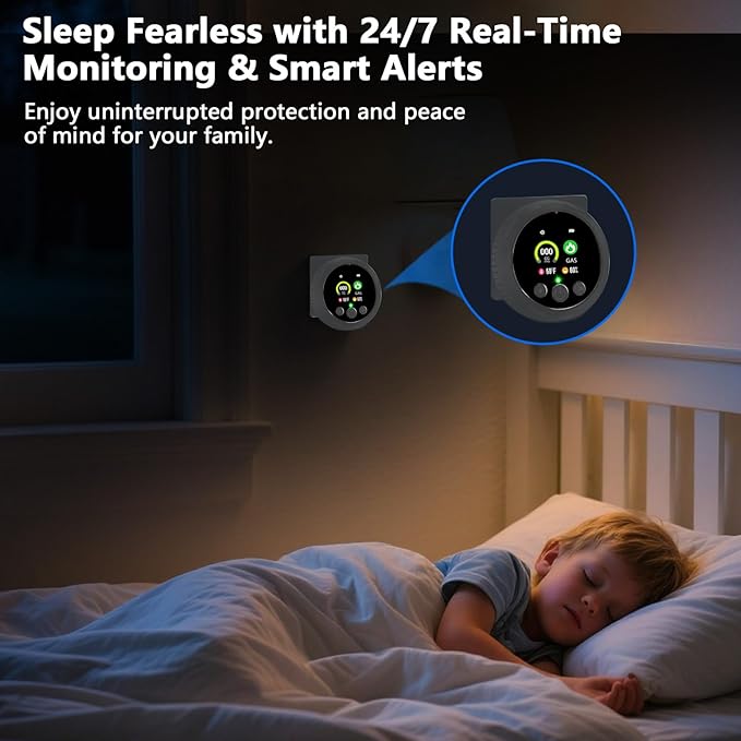 4 in 1 Carbon Monoxide Detector and Gas Detector, Dual Sensor Alarm Natural Gas Leak Detector & Carbon Monoxide Detectors Plug in, Battery Backup/Temp, Humidity for Home, Apartment, Hotel, Camping RV - Image 6