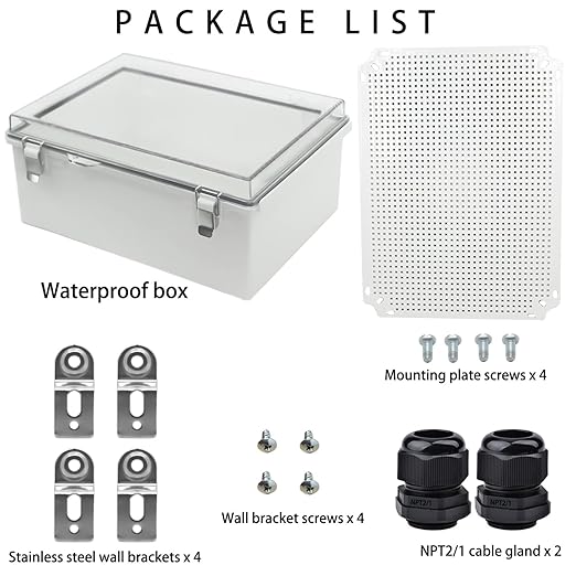 Waterproof Electrical Box Junction Box Weatherproof IP67 ABS Plastic Enclosure Switch Router Project Box Electronics DIY Enclosure With Mounting Plate and Wall Bracket Clear 15.7"x 11.8"x7.1" - Image 4