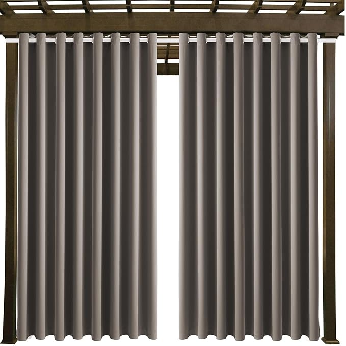 Waterproof Outdoor Curtain W105 x L95 - Grommet Top Sunlight Blocking Window Treatment Drapes Blackout Curtains for Home Bedroom Living Room Outdoor Patio Porch Pergola Cabana Gazebo (Taupe) - Image 9