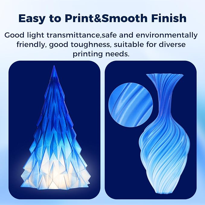 Sovol 3D Printer PETG Filament 1.75mm, Gradient Multicolors Filaments Material, 1kg (2.2lbs), Dimensional Accuracy +/- 0.03 mm, Fit Most FDM Printer, Blue - Image 5