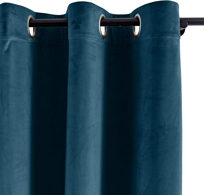 ChadMade Extra Wide Blackout Lined Premium Velvet Curtain Midnight Blue 120Wx102L Inch (1 Panel), Eyelet Grommet for Livingroom Bedroom Theater Studio, Leon Collection - Image 2