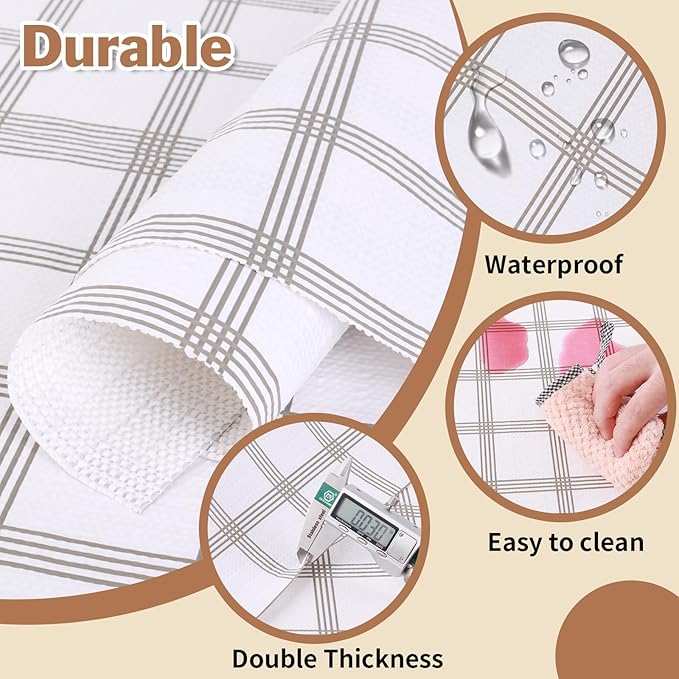 Drawer and Shelf Liner for Kitchen Cabinet: 12 in X 20 Ft Non Slip Waterproof Shelf Paper Non Adhesive Refrigerator Liners White Square Easy Liners for Bathroom Cupboard with Knife Tape Measure - Image 5