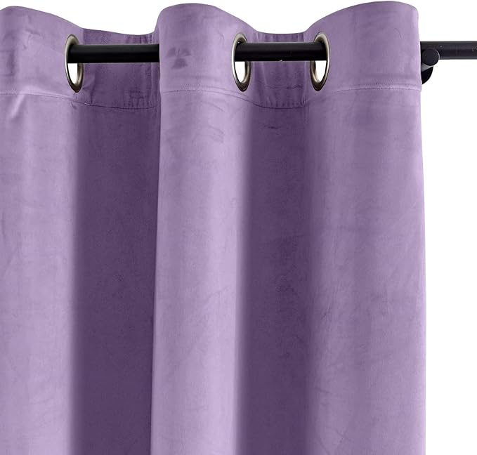 ChadMade Blackout Lined Premium Velvet Curtain Voilet 100Wx120L Inch (1 Panel), Eyelet Grommet for Livingroom Bedroom Theater Studio, Leon Collection - Image 2
