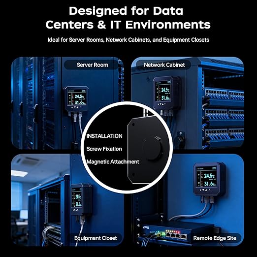 Ethernet Server Room Temperature Monitor, PoE Server Rack Temperature Humidity Sensor with Web Interface, SNMP Modbus MQTT Support, Dual Power, IP55, Data Logging, Alarm & Relay Output - Image 8