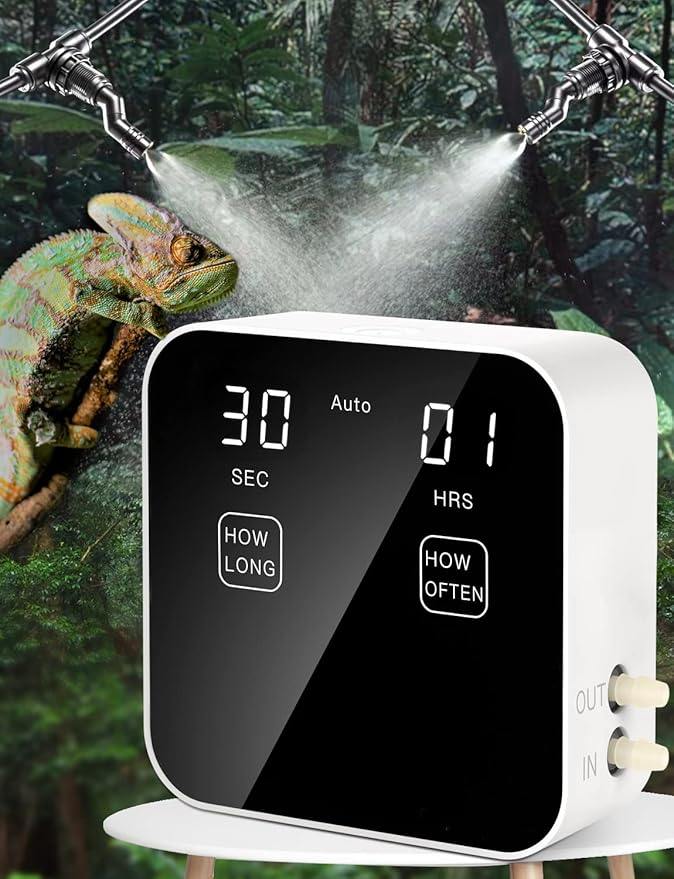 Reptile Mister Automatic, Quiet Reptile Misting System with Timer, Reptile Fogger Humidifiers with Fine Water Mist Nozzles, Terrarium Mister Humidifiers with Water Shortage Protection by Unknown