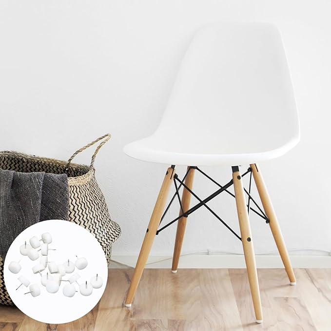 20 Pcs Furniture Feet Nail Plastic Glide Nails Round Chair Table Leg Protector Pads 0.79×0.79inch White - Image 5
