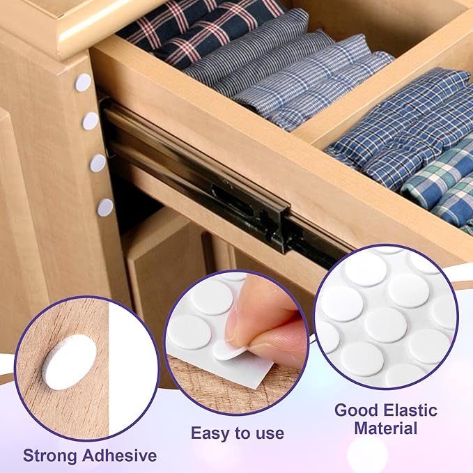 456 Pcs Small Felt Furniture Pads, Self-Adhesive EVA Foam Dot Circles, Round Felt Furniture Stickers for Desks Drawers Vases Photo Frames Cabinets Doors-White (0.39'', 0.78'', 1.18'') - Image 4