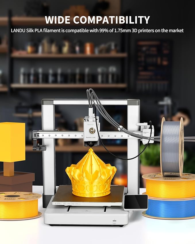 LANDU Silk PLA Filament 1.75mm Gold 2KG, 3D Printer Filament Dimensional Accuracy +/- 0.02mm, Cardboard Spool, Neatly Wound 3D Printing Filament Fits for Most FFF 3D Printers, Gold - Image 5