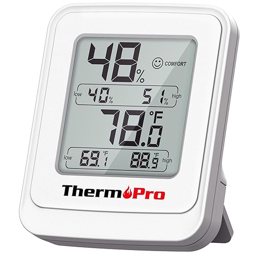 ThermoPro TP150 Greenhouse Thermometer Hygrometer, IPX5 High-Humidity Resistant Temperature and Humidity Monitor, High/Low Records Humidity Meter for Indoor Grow Tents, Basement, Reptile Terrarium by ThermoPro
